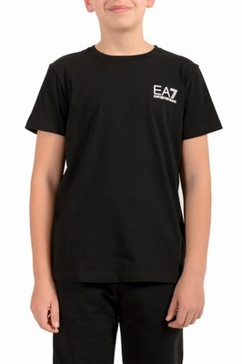 Emporio Armani EA7 Boys Black Short Sleeve Logo Print Crewneck T-Shirt