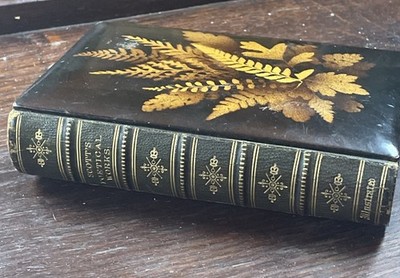 Antikes MAUCHLINE FERN WARE Buch Holz WALTER SCOTT Poetische Werke 1871 BAUM 