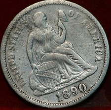 1890 Philadelphia Mint Silver Seated Liberty Dime