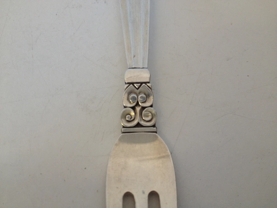 Vintage Georg Jensen Denmark Sterling Silver Acorn Pattern Seafood Fork 5 3/4" - Image 4 of 4
