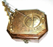 Sundial Pendulum Compass With Wooden Box Antique Vintage Collectible Designer
