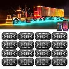 RGBW LED Rock Lights 8/12/16 Pods Underglow Underbody Car Neon Light, App Remote