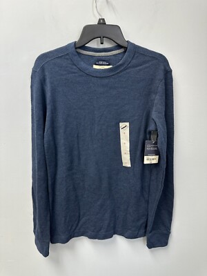 John's Bay Blue Crew Neck Long Sleeve Textured T-Shirt Men's