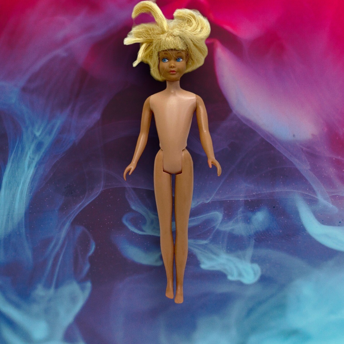 VTG 1963 Skipper Barbie Doll Soft Head Short Blonde Hair Blue Eyes