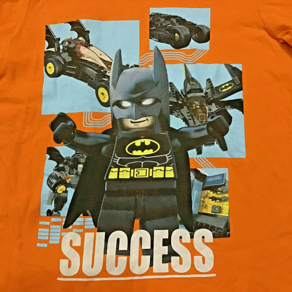 Camiseta de la película Lego Super Heroes Batman azul y naranja talla L y M para niños ¡Lote de 2 L@@K! Foto 3 de 4