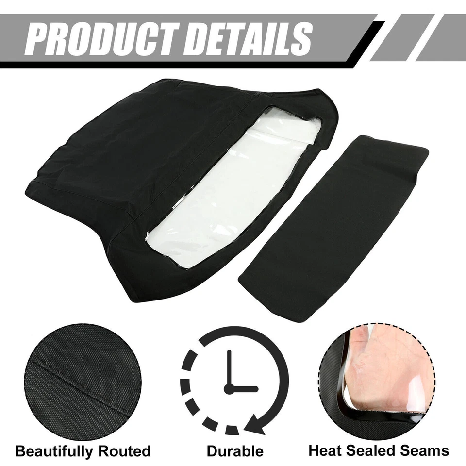 Fits Fiat 124 Spider CS1 Convertible Soft Top 1966-1979 Black Sailcloth Vinyl - Image 2 of 4