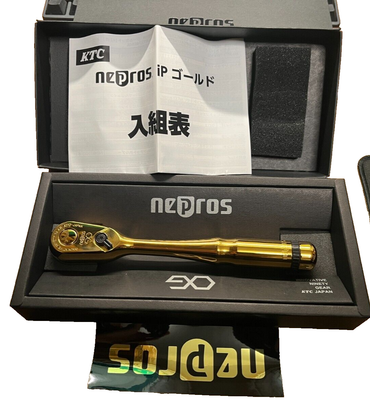 KTC NEPROS NBR390GL Handle Ratchet 9.5 Sq. iP Gold 3/8 2021 Japan 