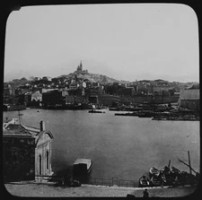 MARSEILLES HARBOUR 1903 PHOTO Magic Lantern Slide FRANCE 