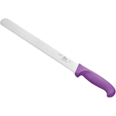 Choice 12'' Serrated Edge Slicing / Bread Knife with Purple Handle