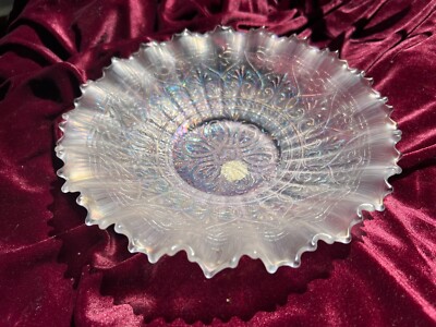 Northwood Ice Blue Hearts & Flowers 8 3/4'' Pie Crust Edge Bowl - FREE SHIPPING!