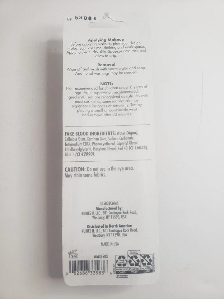 Rubíes Falso Vampiro Maquillaje de Sangre Teatral No Tóxico 1 Oz ¡Sin Abrir! Foto 3 de 3