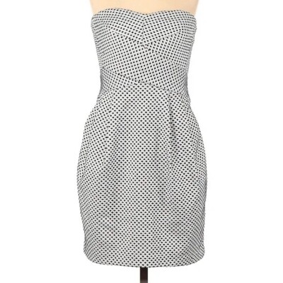 Club Monaco Natasha Knit Strapless White Blue Swiss Polka Dot Mini Dress Size 2