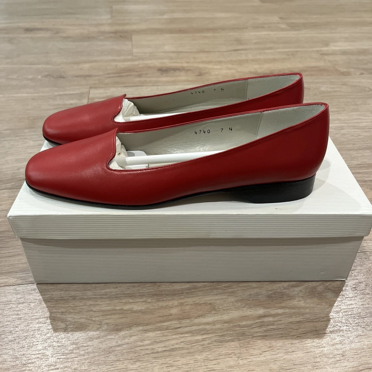 TALBOTS Red Leather ARLENE Flats Shoes 7N MSRP 78.00