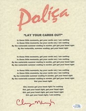 Channy Leaneagh Signed Autograph Polica Lay Your Cards Out Lyric Sheet ACOA COA