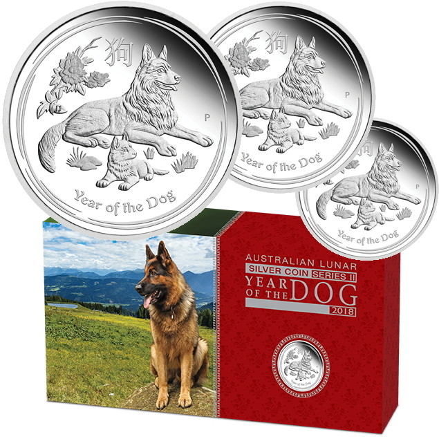 Australian LUNAR 銀貨　year of the dog 2018 2018 Australian Year of the Dog 1 Oz Lunar 2 Series Silver
