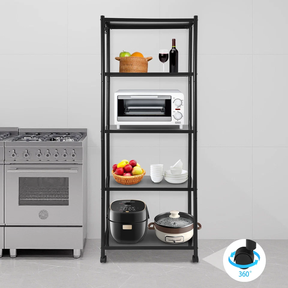 Adjustable Kitchen Storage Shelf With Wheels 5-tier Shelving Rack Storage Rack - Image 3 of 4