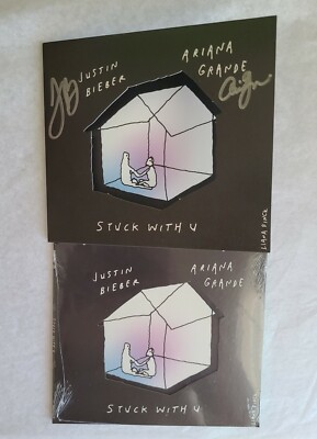 Justin Bieber And Ariana Grande Hand Signed CD Stuck With