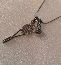 Crystal Tennis Necklace Chain Pendant Charm Racket Ball