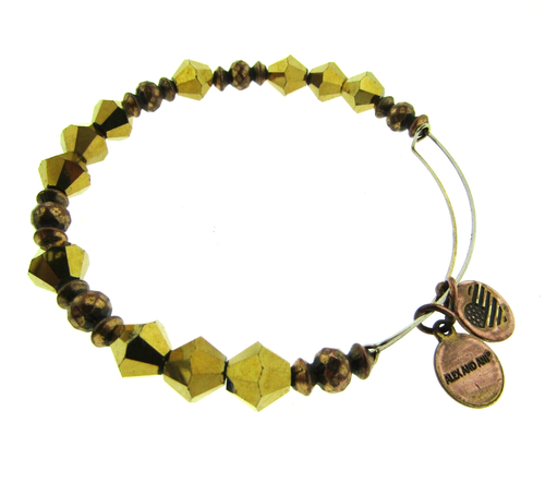 Alex and Ani Faceted Gold Glass Bead Expandale Bangle Bracelet