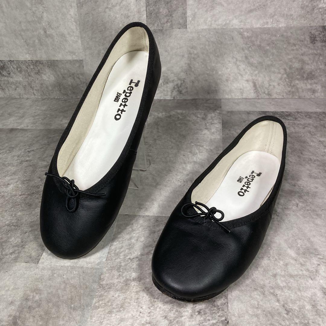 Repetto Black Leather Ballet Flats Size 36 Classic Shoes