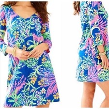 Lilly Pulitzer Erin  Shift Dress Floral Print Long Sleeve mini size small
