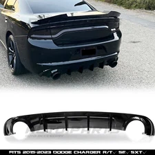 For Dodge Charger R/T SE SXT 2015-2023 Rear Bumper Diffuser Lip Gloss Black ABS