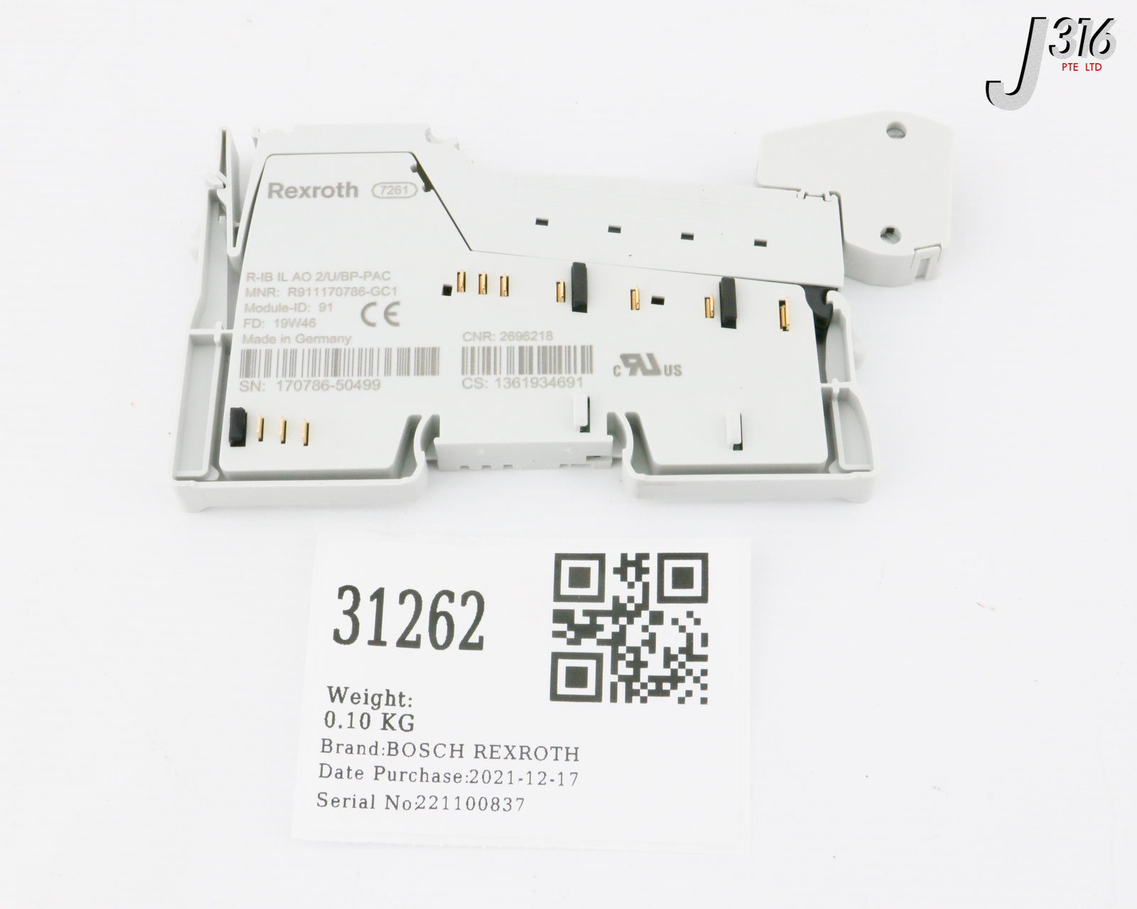 31262 BOSCH REXROTH INLINE ANALOG OUTPUT MODULE (NEW) R-IB IL AO 2/U/BP/PAC