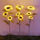3-Lights Sunflower Outdoor Solar Garden Stake Lights Waterproof Yard Light Decor