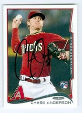 Chase Anderson autographed baseball card 2014 Topps #US-52 Rookie Card