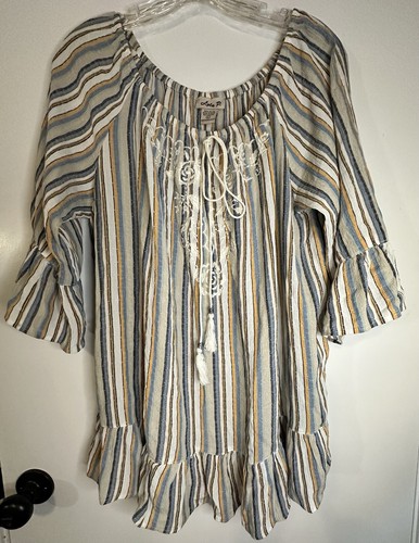 Lola P Off Shoulder Blouse Rayon Embroidered Whimsy Festival Western Boho Large - Picture 2 of 10