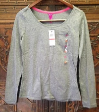 New Jenni by Jennifer Moore Women Long Sleeve Pocket Tee, Charcoal Grey, XS