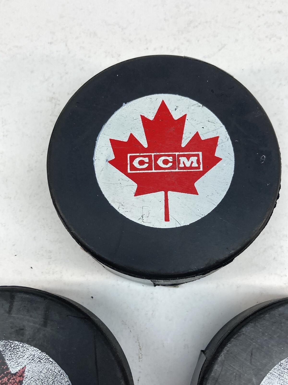 3 Indianapolis Checkers IHL Hockey Game Pucks w Ticket Stubs CCM Maple