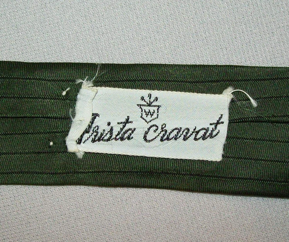 Antigua corbata vintage años 50 60 excelente retro verde rayón patrón acanalado vertical Foto 4 de 4