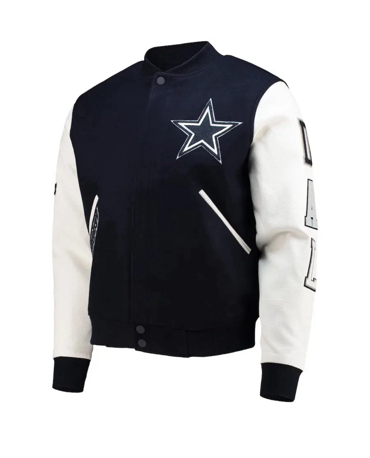 Letterman Dallas Cowboys Black and White Varsity Jacket