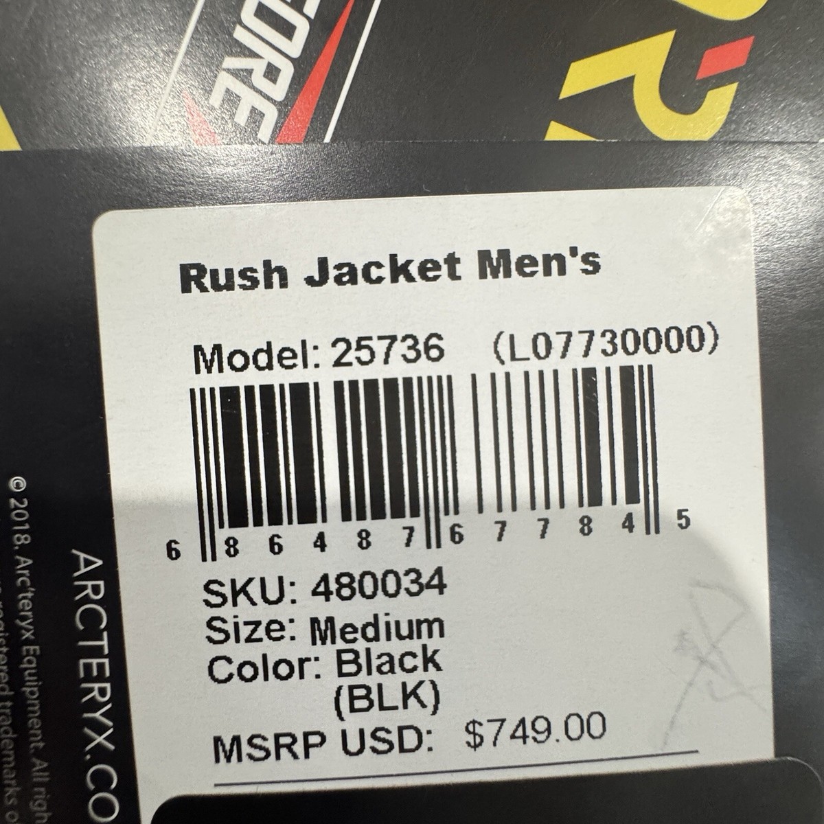Arcteryx Rush Jacket Medium Black PRO Gore-Tex Brand New