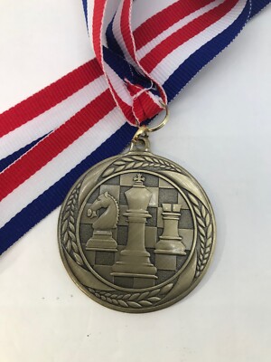 Chess Medal Teacher Coach School 16'' Ribbon Die Cast Medal Choice of Color