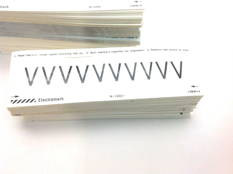 Electromark 1.5" Peel Off Letter Stickers Black on White 3/4" Letter "F" "J" "V" - Image 3 of 4