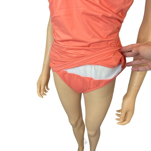 Tommy Bahama Ruched V-Neck One-Piece Swimsuit in Coral Size 16 Slimming - Picture 6 of 10