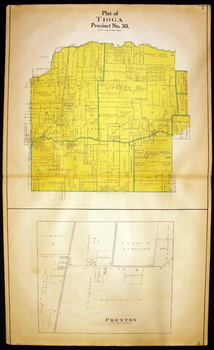 1908 Plat Map Tioga Elmont Jamison Town Grayson County Texas City of Preston