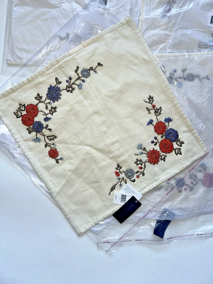 RALPH LAUREN Macall Floral Embroidery Linen Pillow Cover 18x18 NWT $255 LOT Of 4 - Image 2 of 4