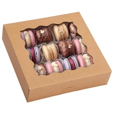 38pcs Bakery Pie Boxes 10x10x2.5in Auto-Popup with Window for Treats