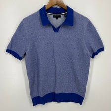 Ted Baker London Knit Polo Shirt Men's Size 3 Blue Cotton Blend Short Sleeve