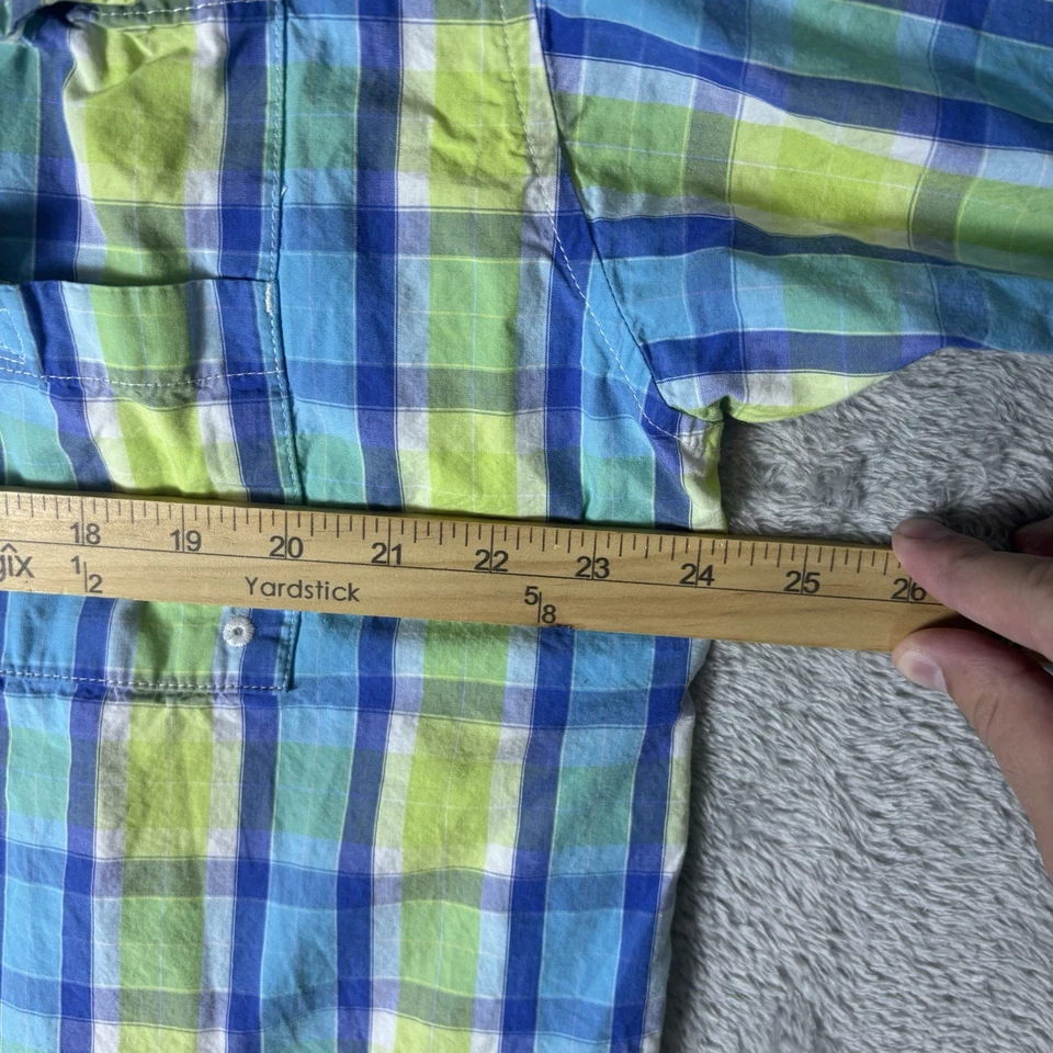 Columbia PFG Shirt Men XL Super Bonehead Blue Green Plaid Long Sleeve Omni-Shade - Image 4 of 4