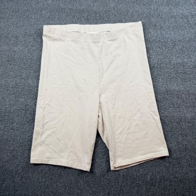 H&M Biker Shorts Women's Medium Beige Cotton Stretch Basics P/N 0711582 3