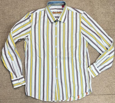 Robert Graham Boys Youth Striped Long Sleeve Shirt Size L 14-16