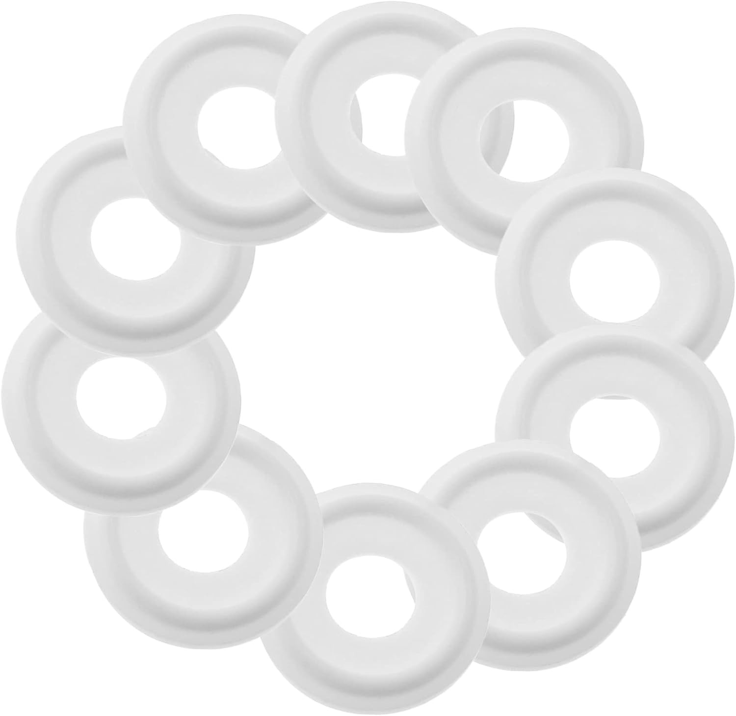1/2 In PTFE Tri Clamp Gasket 10 Pack, White Sanitary Seal 9.5x25mm