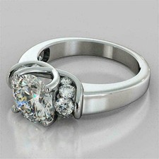 2.20Ct Round Lab-Created Diamond Solitaire Engagement Ring 14K White Gold Finish