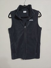 Columbia Kids Fleece Vest Full Zip Pockets Black/gray XL 18/20