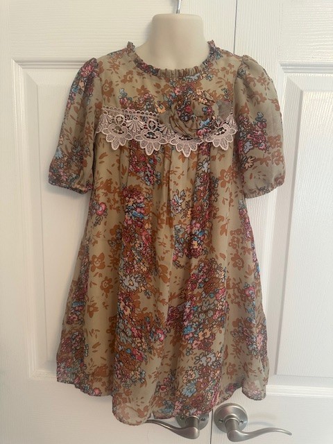 Bonnie Jean Size 5 Girls Multicolor Floral Short Sleeve Dress