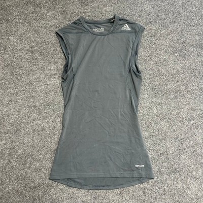 Adidas Compression Shirt Mens Size S Gray Techfit Climalite Sleeveless Athletic